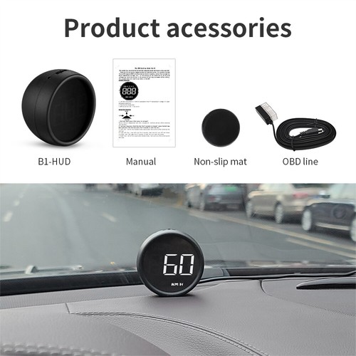Car OBD Digital Speedometer Head Up Display Overspeed MPH/KM Small Form Factor - Picture 8 of 10