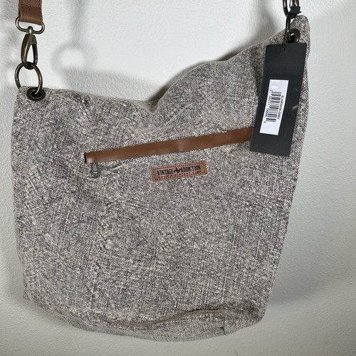 Vintage Addiction Jute Fold-over Crossbody Messenger Bag Gray New With Tags NWT - Picture 19 of 22