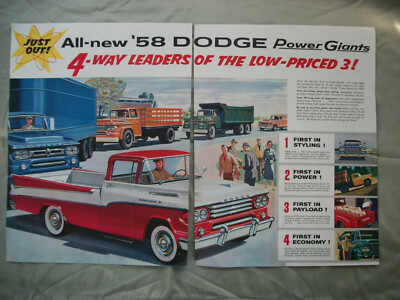 VTG 1957 Orig Magazine Ad DODGE Truck 2PG '58 Power Giants All-New Pickup SEP