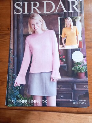 Sirdar Sommer Leinen DK Strickmuster - 8131 Damen Pullover S/S & L/S größere Größen