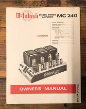 Mcintosh MC-240 Tube Amplifier Owner / User Manual Original 