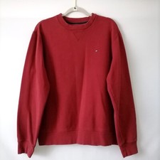 Tommy Hilfiger Mens Dark Red Crew Neck Long Sleeve Pullover Sweater Size Large