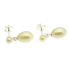 Pearl Earrings Stud Drop Teardrop Cultured Freshwater Pearls Sterling Silver