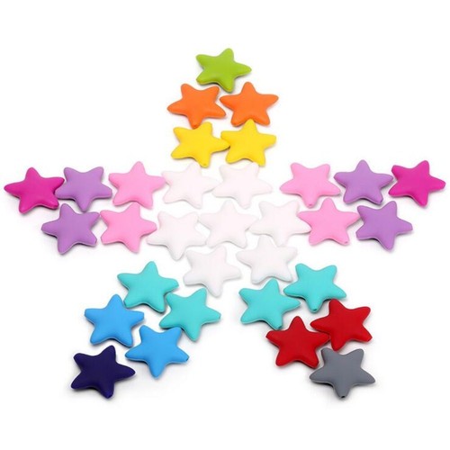 10pcs Star Shape Silicone Beads Diy Baby Molar Toy Jewelry Making - Picture 3 of 18