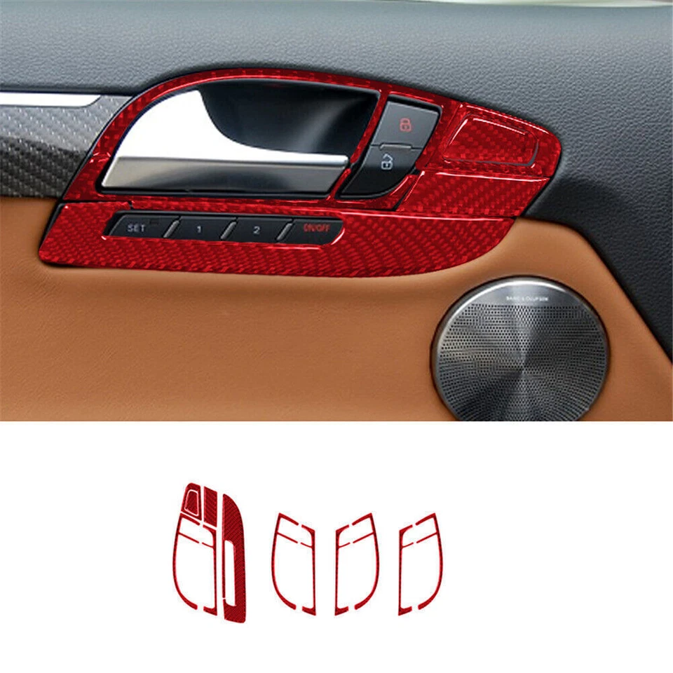 Juego completo de tapicería interior de fibra de carbono rojo 72 piezas para Audi Q7 2007-2015 Foto 4 de 4