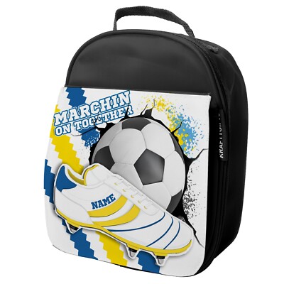 Football Lunch Bag And Bottle Personalised Leeds Football Lunch
