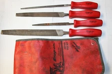 SNAP-ON TOOLS 4 pc RED HARD Handle Mixed File Set USA HF-615 HF-614 HBR500