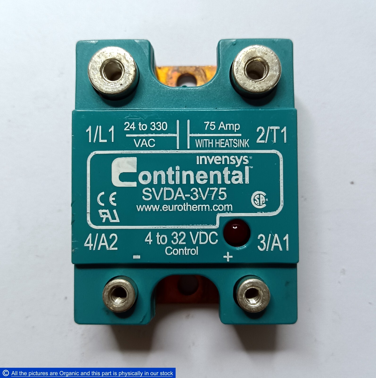 Continental Invensys SVDA/3V75 1PH Solid State Relay SSR 24-330VAC 75A SVDA3V75