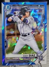 Eddy Diaz 2021 Bowman Chrome Sapphire 1st Bowman #33 Colorado Rockies