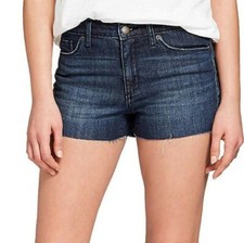 Universal Thread High Rise Shortie Raw Hem Shorts Distressed Sz 6 / 28 Dark Wash