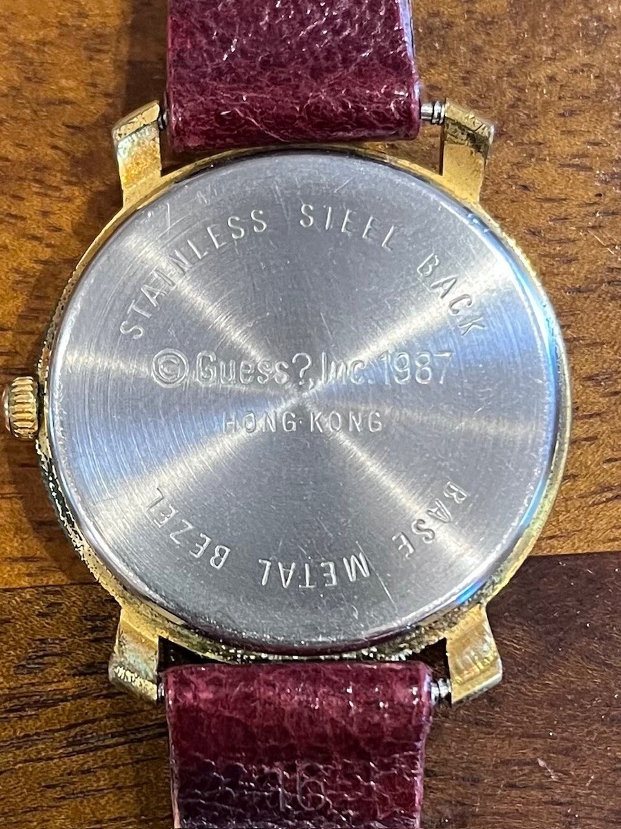 Vintage GUESS 1987 Roman Numeral Watch Men Leather Needs  display picture 1