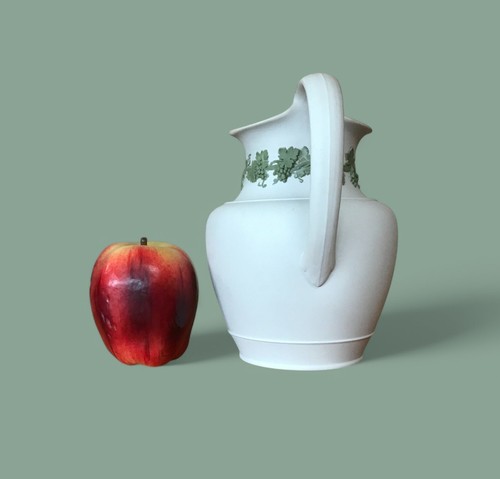 Rare Circa 1869 Wedgwood Reverse Jasperware Cedar Jug w/ Green Applied Grape Vin - Picture 4 of 8