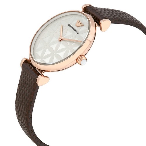 Emporio Armani Women's Slim Gianni T-Bar Two-Hand Brown Leather Watch AR1990 - Picture 7 of 11