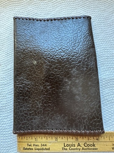 Vintage Hand Tooled Leather Wallet Passport Holder MCM Modernism Pattern - Picture 2 of 4