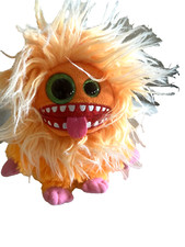 TY plush Frizzys PLOPSY Monster Beanie Baby Orange Fuzzy Google Eyes Cute