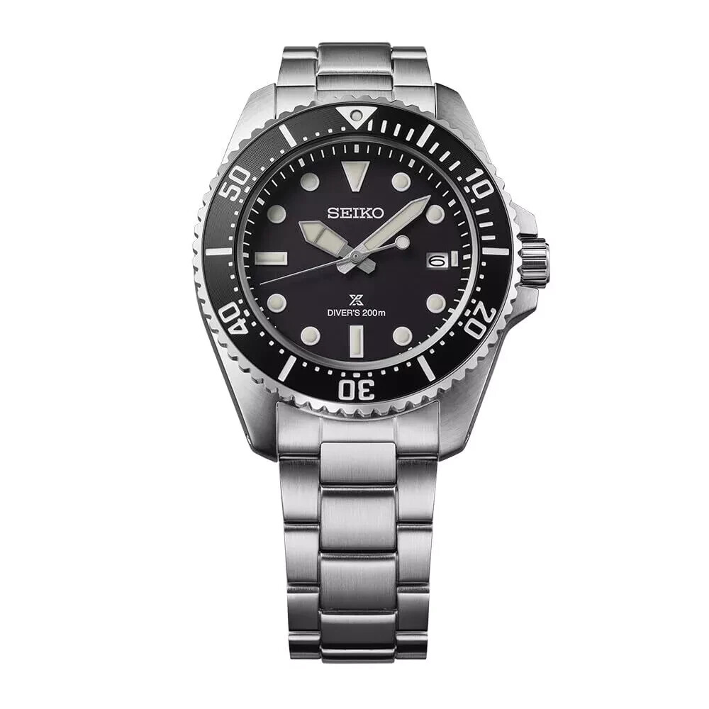 Seiko Prospex SBDJ063 Black Dial 200m Diver Scuba Stainless Solar
