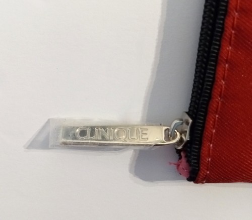 Clinique Kate Spade Hello Gorgeous Cosmetic Bag Red Pink Stripe New w/o Tags - Picture 4 of 5