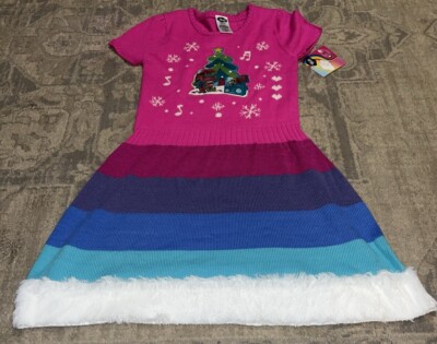 girls holiday sweater dress Girls Heirloom Cotton Bow Sweater Dress in Ivory 3 main image 1