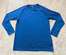 Lands End Thermaskin Long Sleeve Base Layer Shirt Mens Sz L 42 44 Blue Crewneck