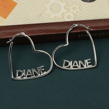 925 Sterling Silver Personalized Customized Heart Hoop Earrings for Women  Teen