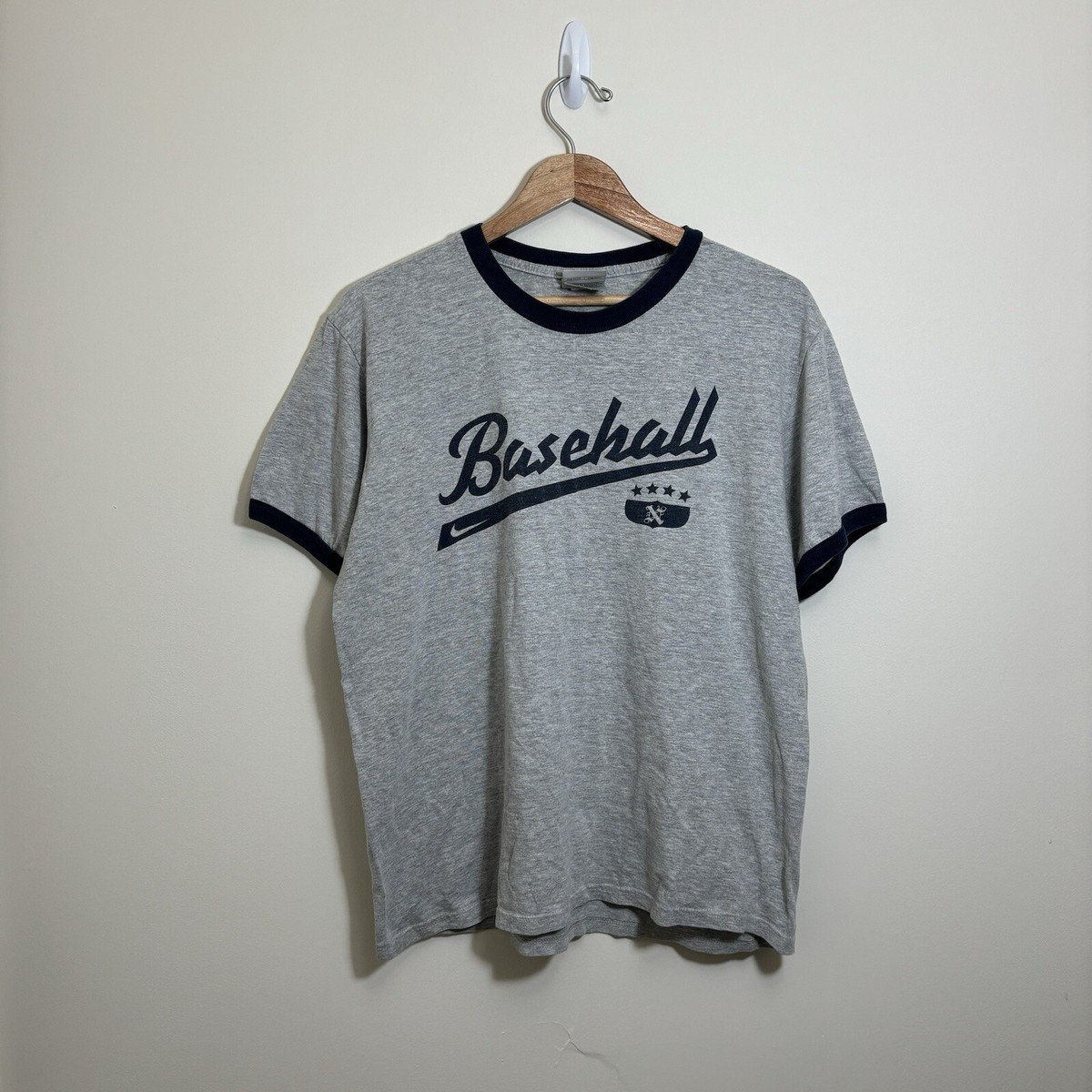 【美USED】 90s OLD NIKE baseball T-shirt Vintage 90s Nike Baseball T Shirt Mens Large Gray Blue Short
