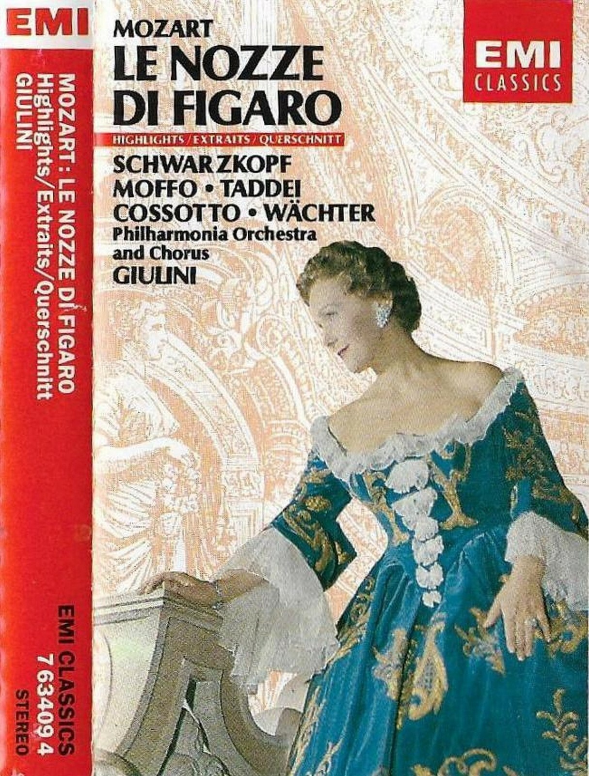 Mozart Le Nozze Di Figaro Highlights CASSETTE ALBUM Giulini Taddei Schwarzkopf