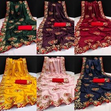 Women's Dola Silk with Full Saree HeavyGota patti work saree