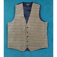 Edwards Vest Black and Gold Formal Casual Lattice Print Button Up Vest