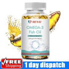 Omega 3 Fish Oil Capsules Triple Strength EPA  DHA, Burp-Less 120 sofgels