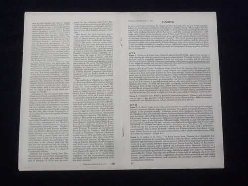 1985 JAN 27 ARIODANTE SIGNED PROGRAM - DIMITRI KAVRAKOS-JUNE ANDERSON + 2 OTHERS - Picture 2 of 2