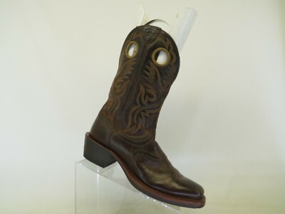 Ariat Brown Leather Stockman Buckaroo Cowboy Western Boots  display picture 1