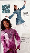 NWT PRAISE Dance Top Print flyers ladies Blue Pinks Large Child Liturgical