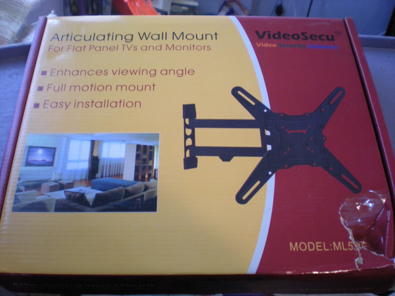 VideoSecu ML531BE Articulating Wall Mount for Flat Panel TVs, Monitors