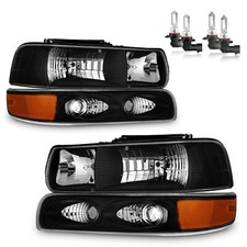 Pair Headlights For 1999-2002 Chevy Silverado 2000-2006 Suburban Tahoe W Bulbs
