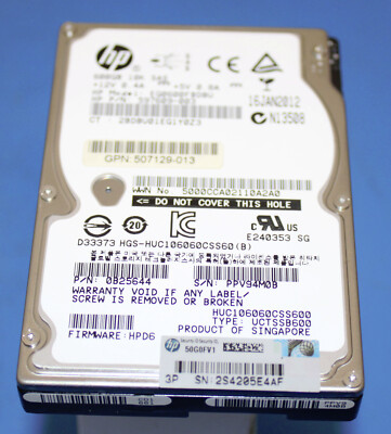 Disque Dur HP 600GB 10K RPM SAS 2.5" - Réf. EG0600FBLSH, Pour Serveur G6, Ouvert Jamais Utilisé