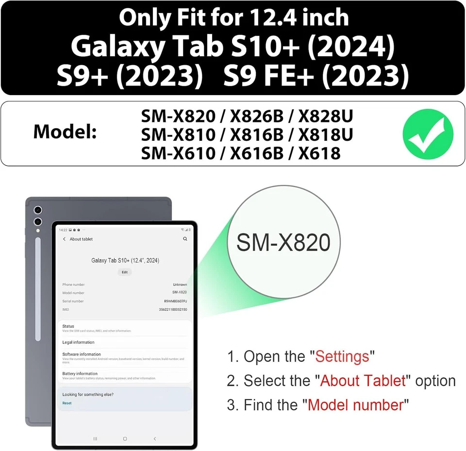 Funda para Tablet Samsung Galaxy Tab S10+ Plus/ S9 FE Plus/ S9+ 5G 12,4 pulgadas Foto 2 de 4