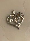 Sterling Silver 925 Mom Heart With Diamonds Charm/Pendant — photo 2