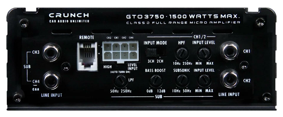 Crunch GTO3750 3 CANALES CLASE D MICRO AMPLIFICADOR compacto de 3 canales amp... - Imagen 3 de 4