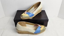 Evan Piccone Crossed Toe Bell/Hay Combo Leather Wedge Shoes - Women's US 7 M 