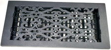 Decor Grates AC614-BLK Victorian BLACK Cast Iron Vent Cover Rectangle 15.5 x 7.5