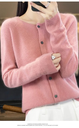 Cardigan manica lunga 100% lana merino maglioni cashmere primavera autunno donna O-Ne - Foto 61 di 81