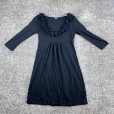 J. Crew Tunic Mini A-Line Dress Women's XS Black Long Sleeve Ruffle Scoop Neck