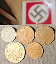 5 Coin 1940 A REICHSPFENNIG 1946 Lincoln 1925 Buffalo 1901 Indian 1950C 1 Pf A-4