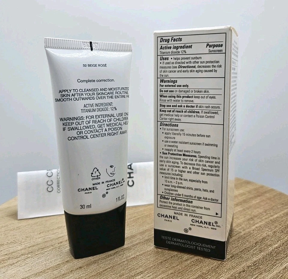 NOVO Protetor Solar Chanel CC Creme Correção Completa 32 Bege Rosé 1,0 oz/30 ml - Imagem 3 de 3