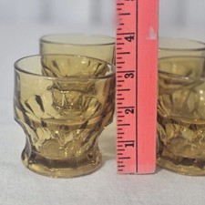 Vintage Retro Anchor Hocking Amber Juice Glasses Tumbler Honeycomb 3" Set 4