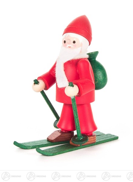 Weihnachtliche Miniatur Ruprecht Auf Ski Farbig H=Ca 6 Cm NEU Erzgebirge-image