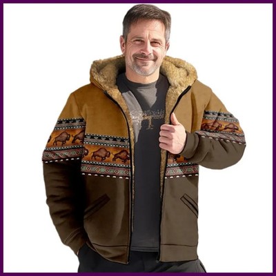 Winter Hooded Jackets for Men Thick Fleece Motorcycle Hoodies Casual Fit