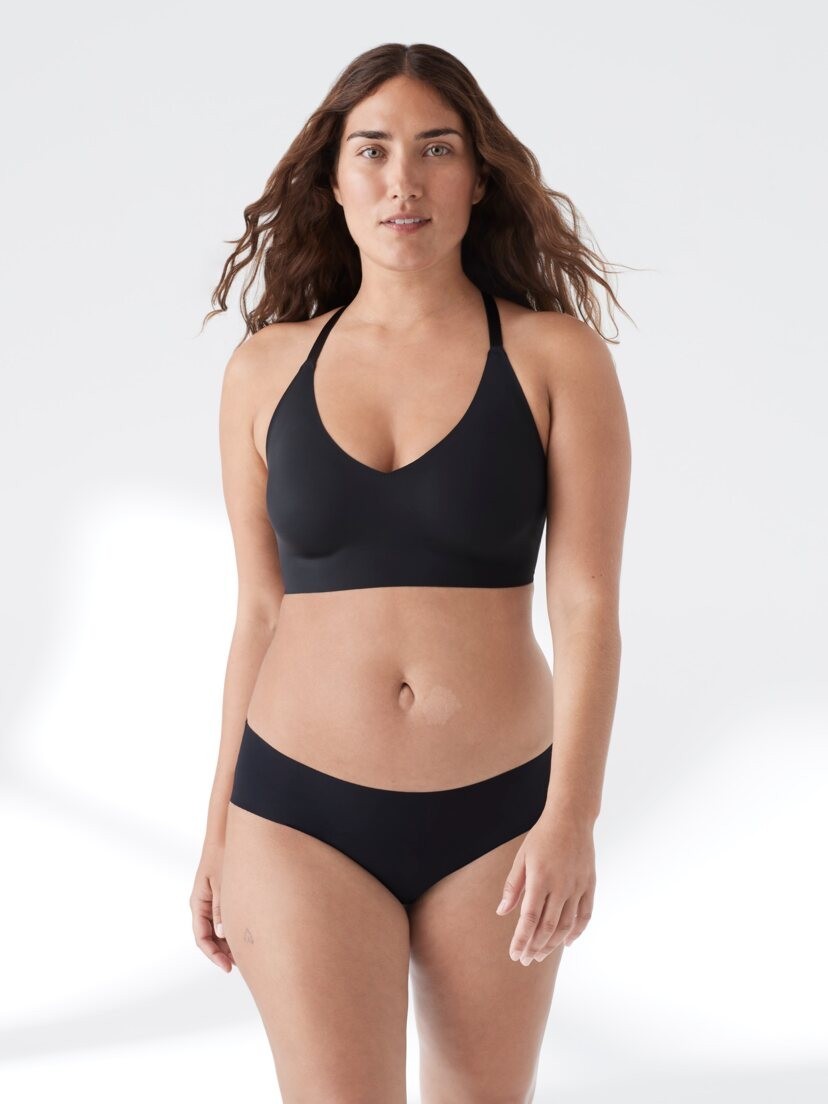 New TRUE BODY 16867 Black Triangle Lace Racerback Bra Size XS