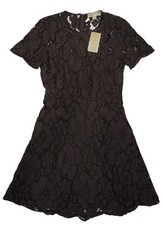 Michael Kors Women's Chocolate Brown Lace Lined Dress Size 8