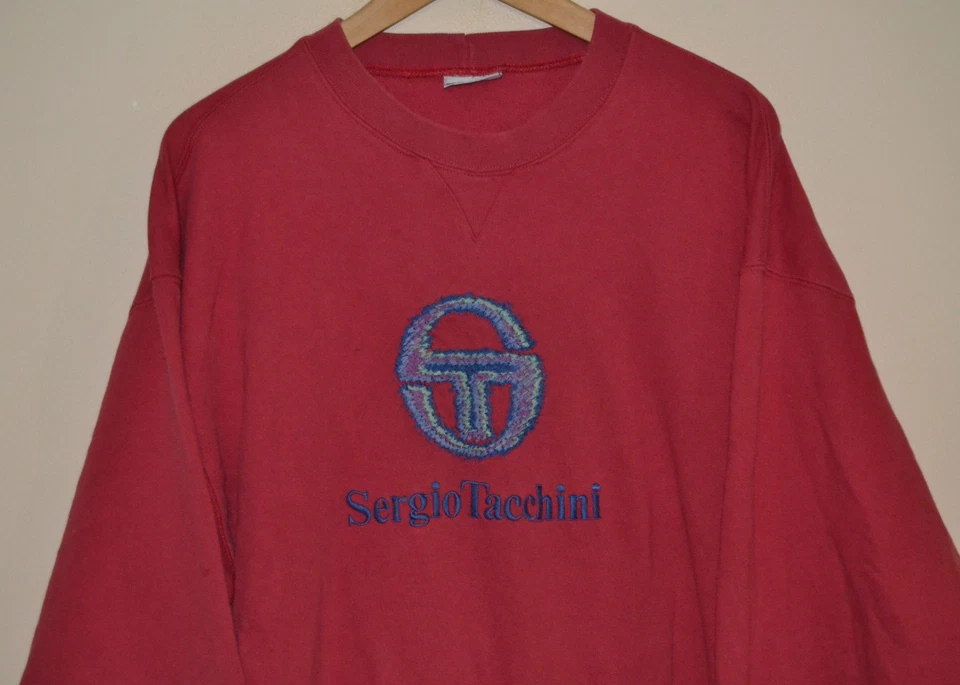 Vintage Sergio Tacchini Red Spellout Sweatshirt Men's XL - Image 2 of 4